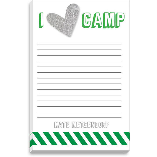 Green I Love Camp Notepads